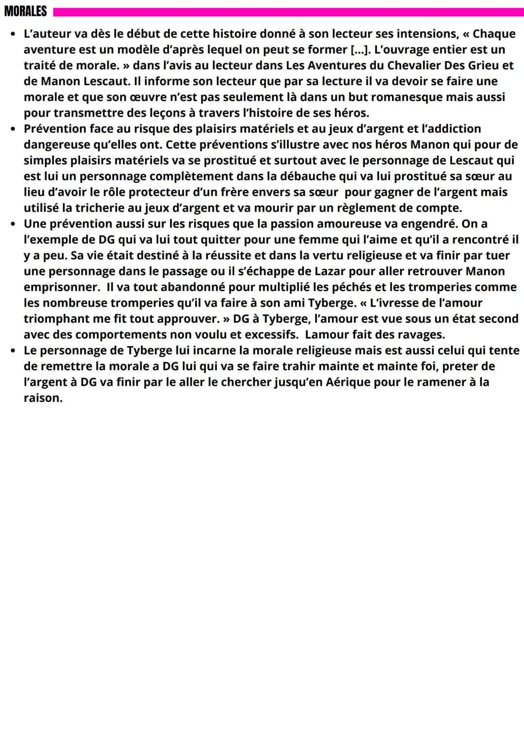 PERSONNAGE EN MARGE
Arguments dissertation
Manon Lescaut
PERSONNAGE EN MARGE, PLAISIR DU
ROMANESQUE
• L'abbé Prevost créer des personnages e