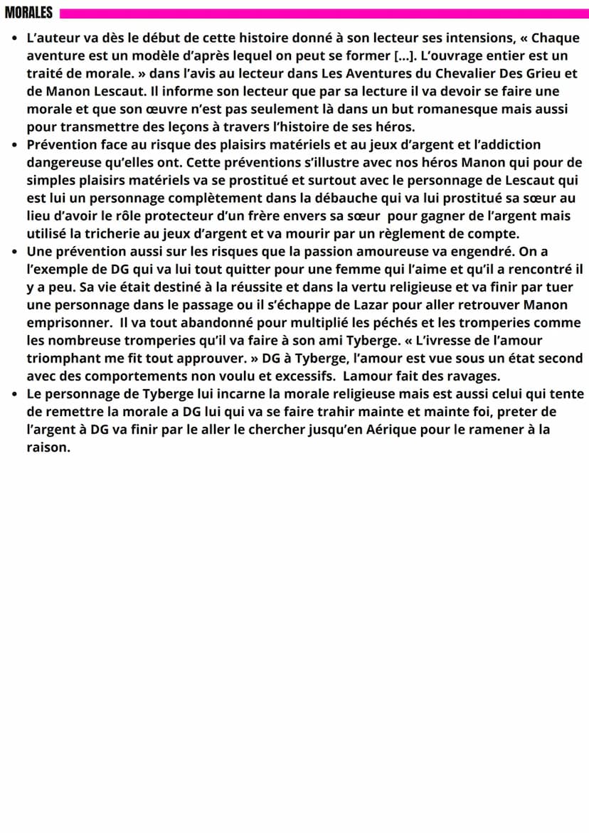 PERSONNAGE EN MARGE
Arguments dissertation
Manon Lescaut
PERSONNAGE EN MARGE, PLAISIR DU
ROMANESQUE
• L'abbé Prevost créer des personnages e