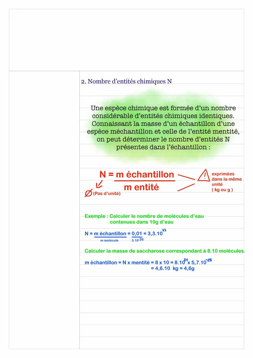 Chapitre 7: La mole
1) De la masse au nombre
d'entités chimiques N
1. Masse d'entités chimiques (atomes, ions, molécules)
de
La masse de l'a