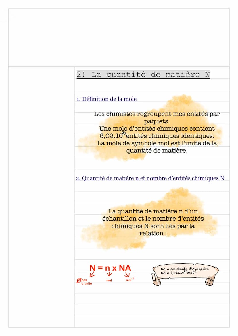 Chapitre 7: La mole
1) De la masse au nombre
d'entités chimiques N
1. Masse d'entités chimiques (atomes, ions, molécules)
de
La masse de l'a