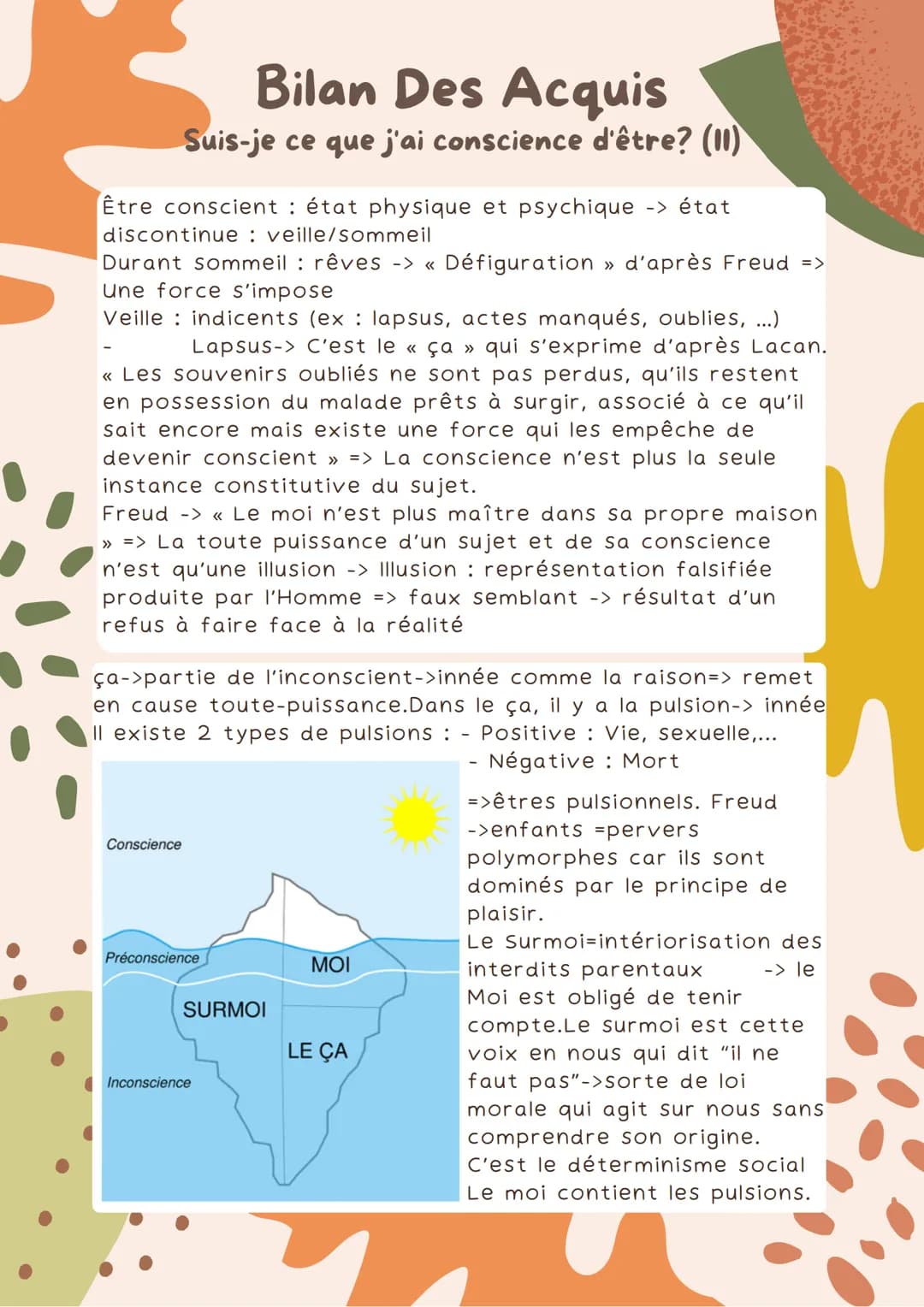 Bilan Des Acquis
Suis-je ce que j'ai conscience d'être? (1)
Hypothèse -> Dans quelle mesure suis-je ce que j'ai
conscience d'être ?
->Éviden