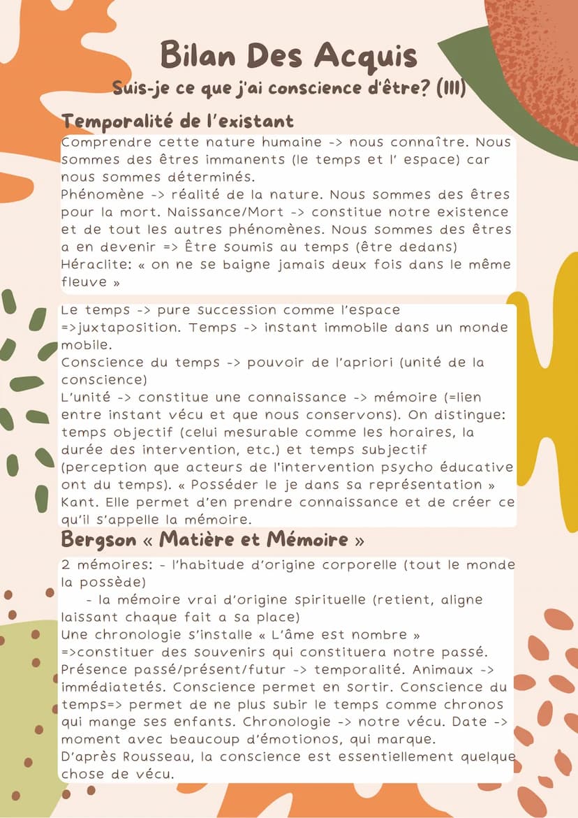 Bilan Des Acquis
Suis-je ce que j'ai conscience d'être? (1)
Hypothèse -> Dans quelle mesure suis-je ce que j'ai
conscience d'être ?
->Éviden