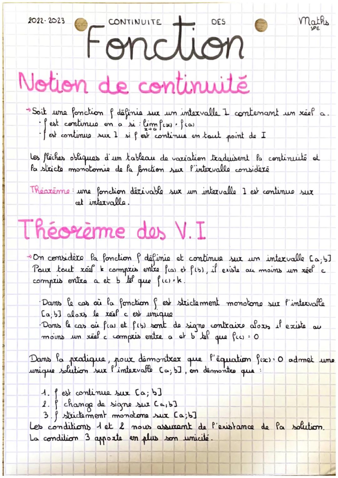 2022-2023
CONTINUITE
Fonction
Notion de continuité
Maths
- Soit une fonction $f$ définie sur un intervalle I contenant un réel a.
- fest con