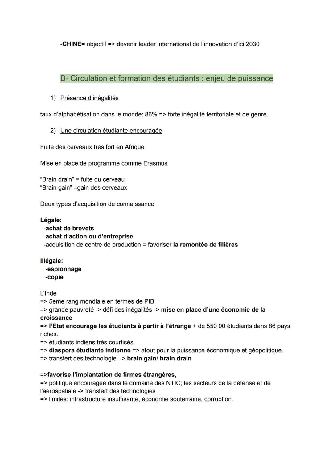 AXE 2: La connaissance, enjeu politique et
géopolitique
Problématique: En quoi la maîtrise de la connaissance constitue un enjeu économique,