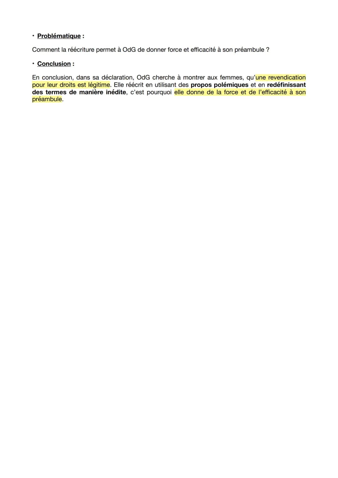 Fiche études linéaires : Parcours - Écrire et combattre pour l'égalité
Texte n°4 : Olympe de Gouges - Préambule et article 1 à 4
• Introduct