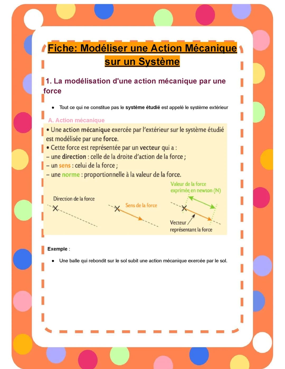 Modéliser une Action Mécanique sur un Système
