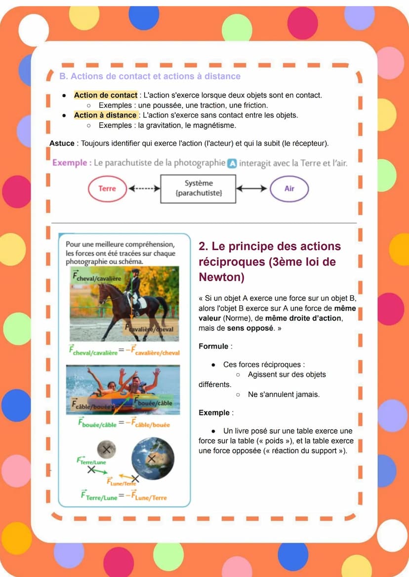 Fiche: Modéliser une Action Mécanique
sur un Système
1. La modélisation d'une action mécanique par une
force
. Tout ce qui ne constitue pas 