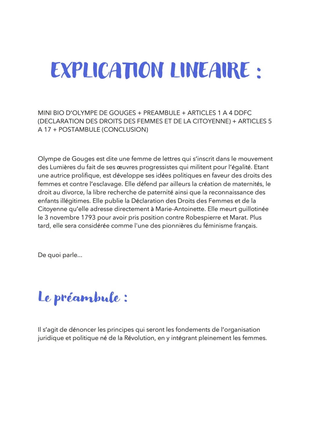 EXPLICATION LINÉAIRE DDFC
AUTOUR DE LA LOI : ARTICLE 5 à 9
Article 5: L'auteur reprends l'expression dans l'article 4" Les lois de la nature