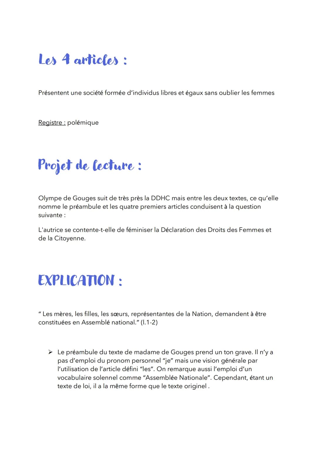 EXPLICATION LINÉAIRE DDFC
AUTOUR DE LA LOI : ARTICLE 5 à 9
Article 5: L'auteur reprends l'expression dans l'article 4" Les lois de la nature