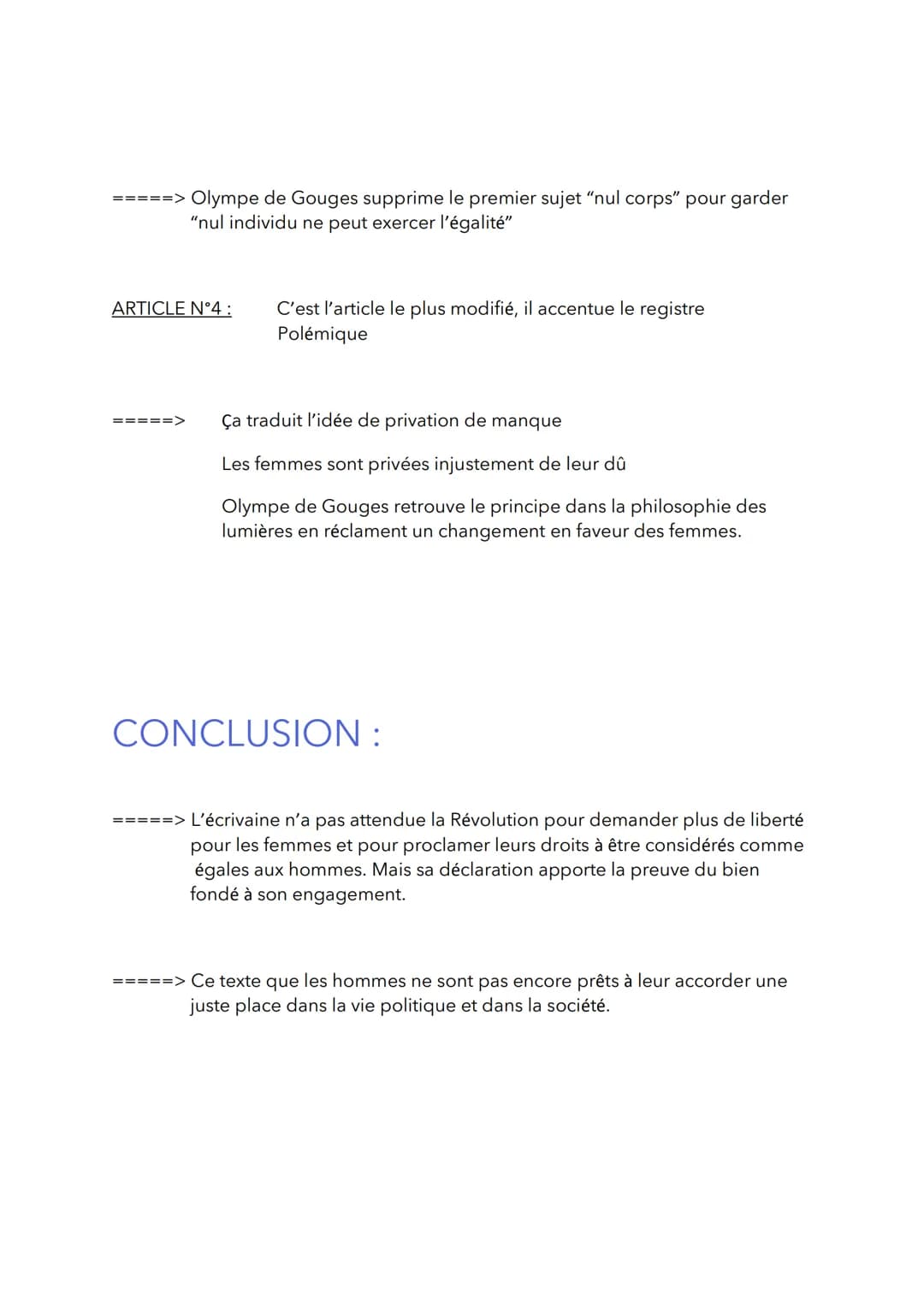 EXPLICATION LINÉAIRE DDFC
AUTOUR DE LA LOI : ARTICLE 5 à 9
Article 5: L'auteur reprends l'expression dans l'article 4" Les lois de la nature