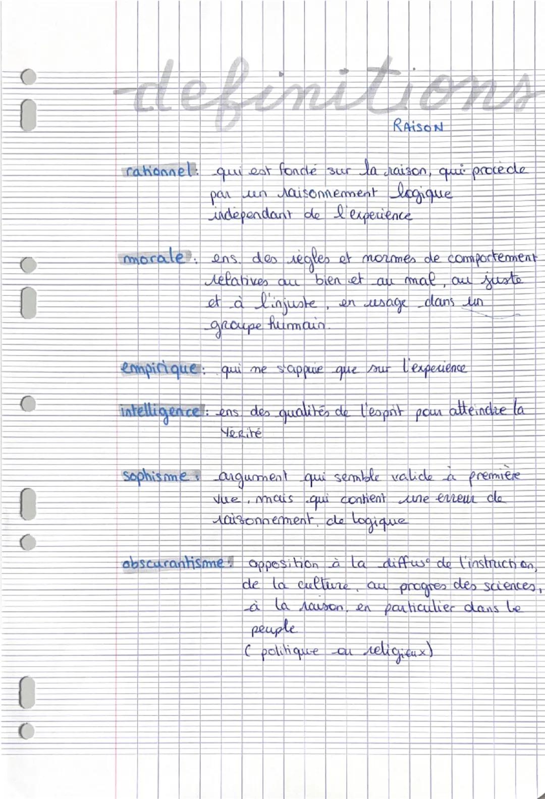 RAISON
définition: faculté de penser, de distinguer le vrai du faux, le bien
et le mal
→ double origine du mot
-latin ratio = calcul
- grec: