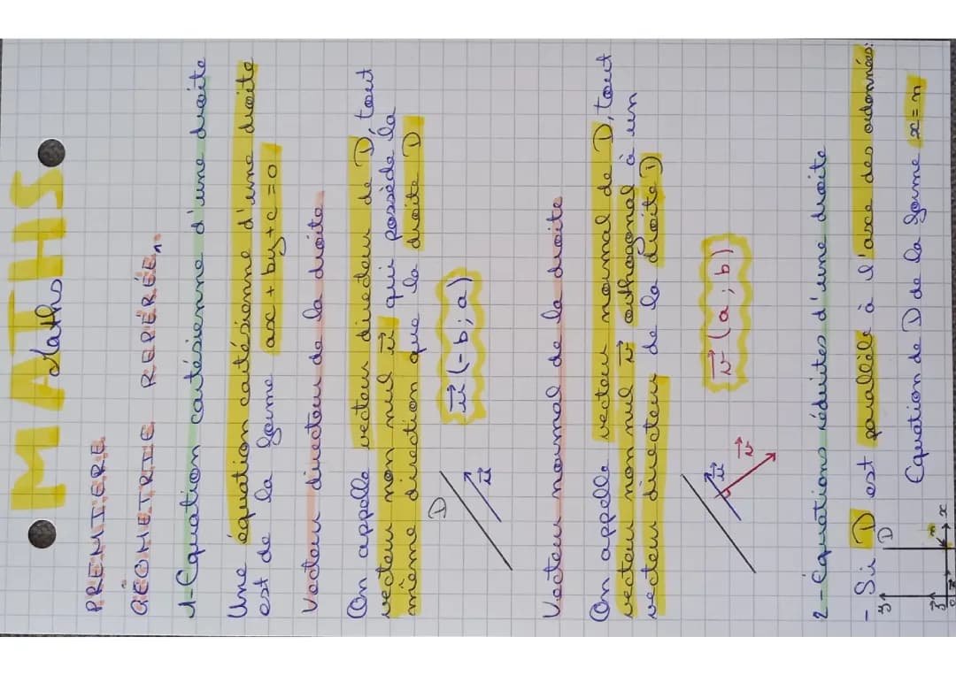 Cours de Géométrie Repérée: Équations de Droites et Cercles