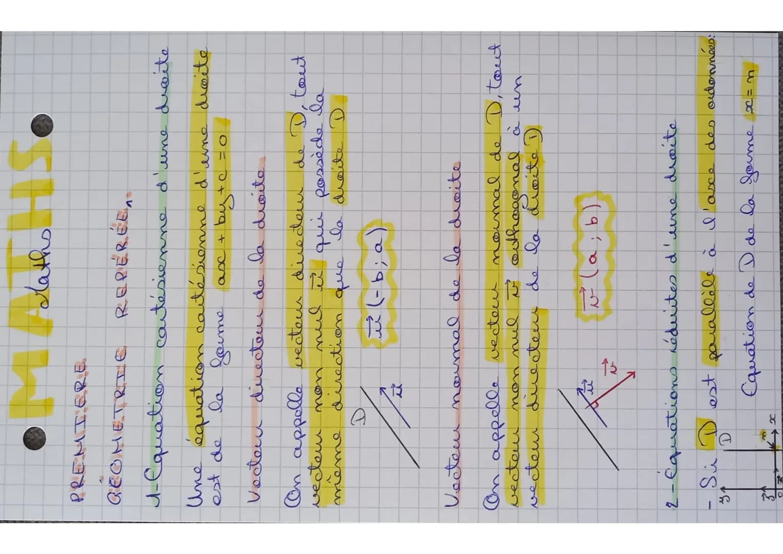 
<p>Une équation cartésienne d'une droite est de la forme ax + by + c = 0, où a, b et c sont des constantes.</p>
<h2 id="vecteurdirecteurdel
