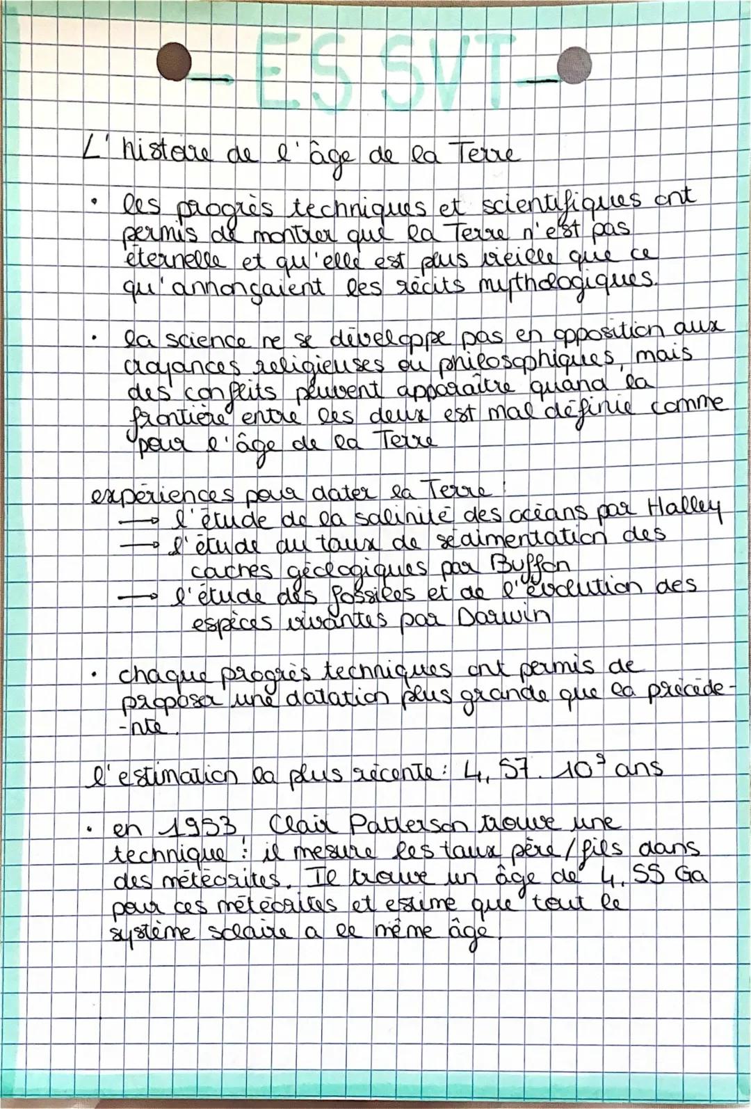 Fiche de révision: L'histoire de l'âge de la Terre et Frise Chronologique