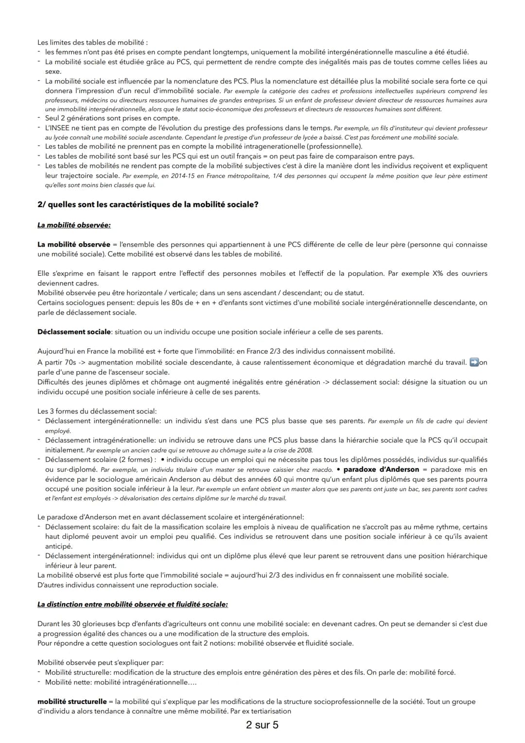 Socio chap 2: quels sont les caractéristiques contemporaines et les facteurs de la mobilité sociale?
Mobilité sociale = ensemble de changeme