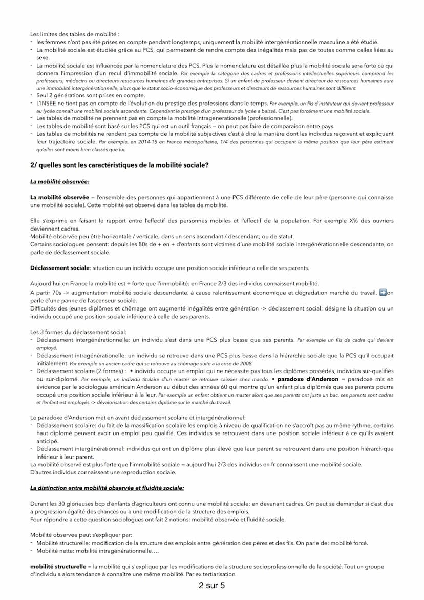 Socio chap 2: quels sont les caractéristiques contemporaines et les facteurs de la mobilité sociale?
Mobilité sociale = ensemble de changeme