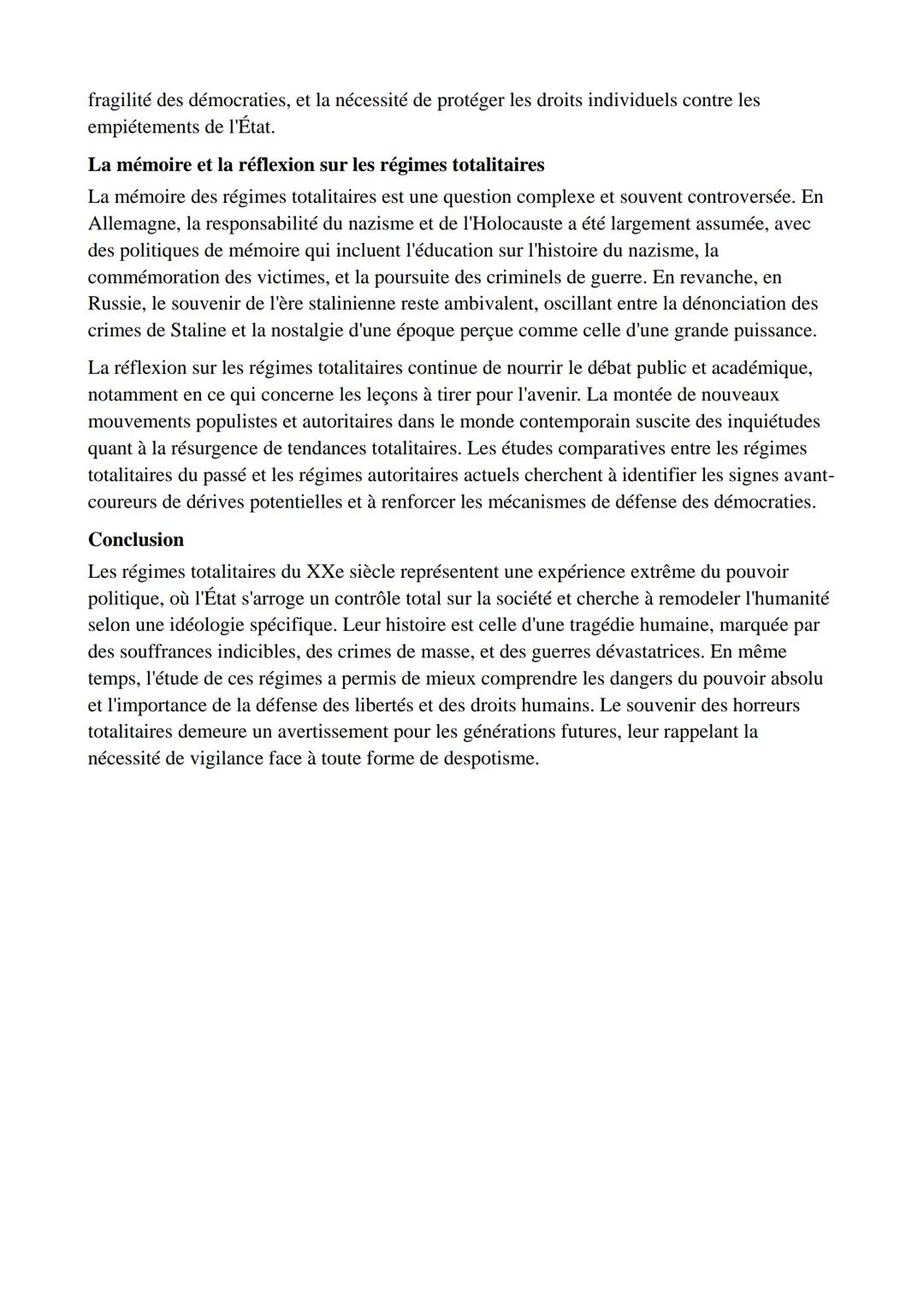 Les régimes totalitaires : Caractéristiques, origines et conséquences
Les régimes totalitaires du XXe siècle ont marqué l'histoire par leur 