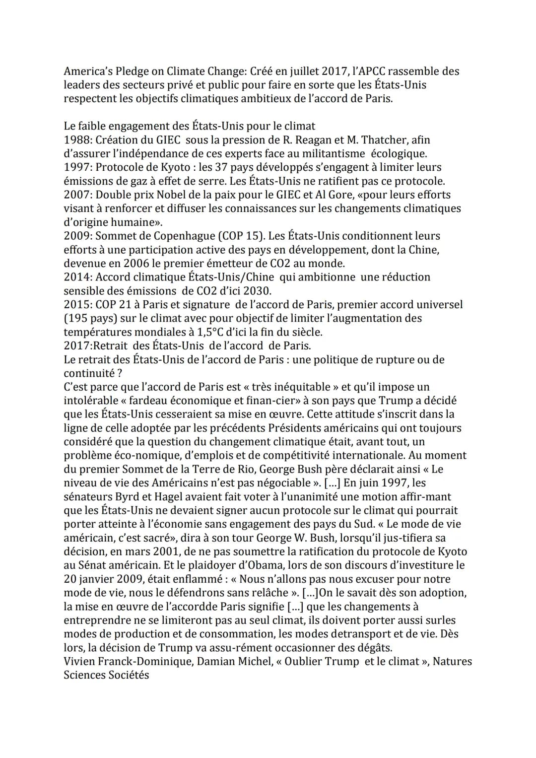 Jalon: Les États-Unis et l'environnement à l'échelle internationale
Proposition de problématique:
De quelle manière les États unis se sont-i