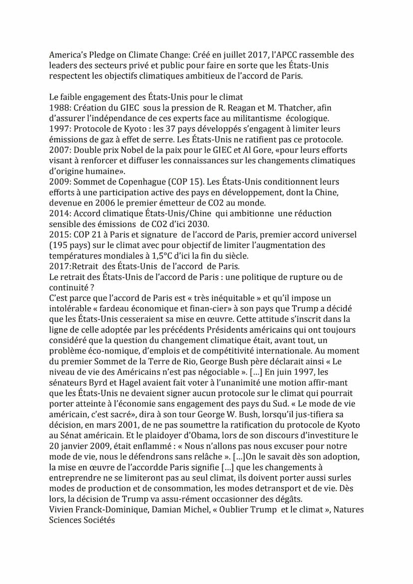 Jalon: Les États-Unis et l'environnement à l'échelle internationale
Proposition de problématique:
De quelle manière les États unis se sont-i