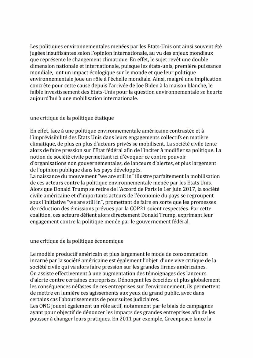 Jalon: Les États-Unis et l'environnement à l'échelle internationale
Proposition de problématique:
De quelle manière les États unis se sont-i