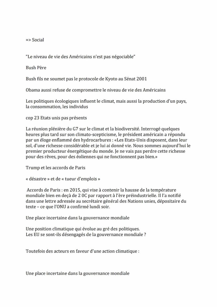Jalon: Les États-Unis et l'environnement à l'échelle internationale
Proposition de problématique:
De quelle manière les États unis se sont-i
