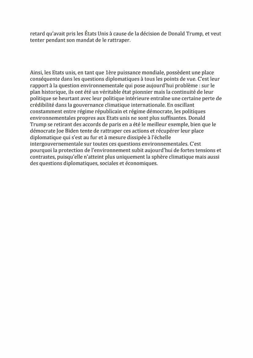 Jalon: Les États-Unis et l'environnement à l'échelle internationale
Proposition de problématique:
De quelle manière les États unis se sont-i