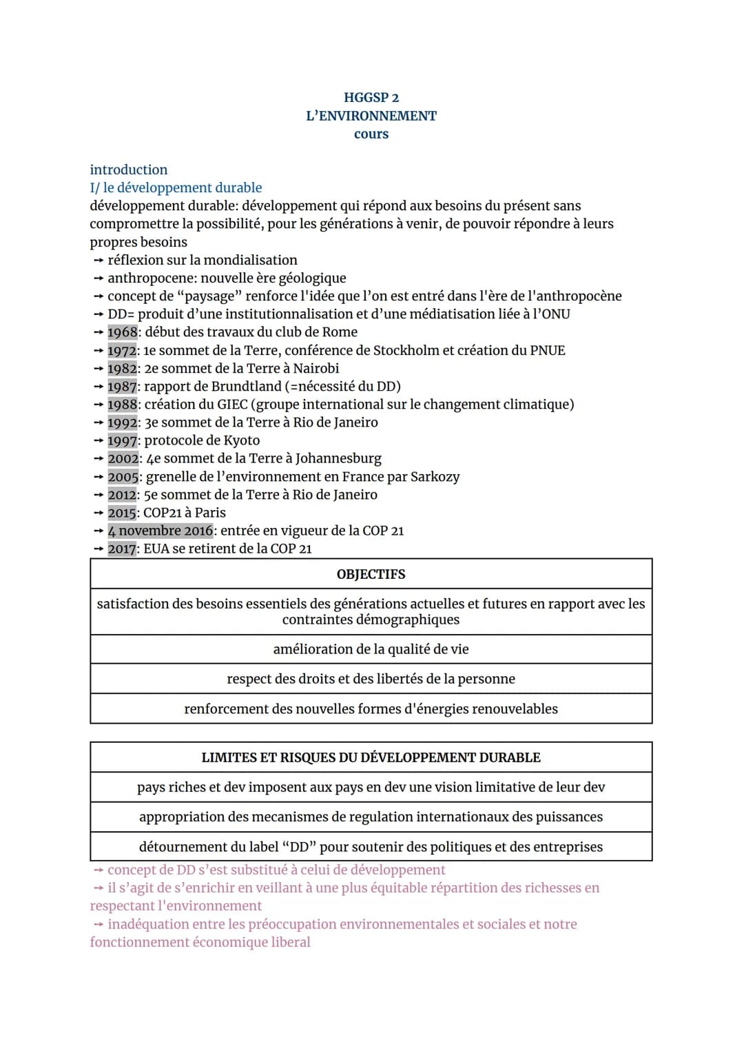 introduction
I/ le développement durable
développement durable: développement qui répond aux besoins du présent sans
compromettre la possibi