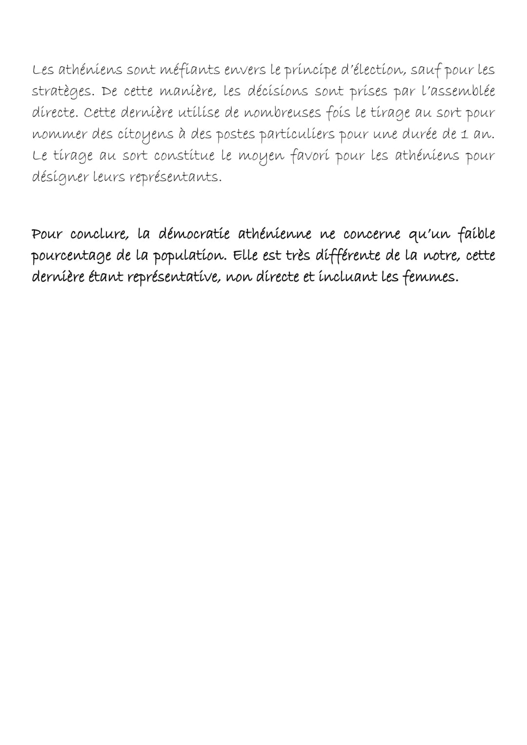 La démocratie athénienne
En principe, les décisions étaient prises par l'ensemble des 40000
citoyens sur la colline du Pnyx qui avait une ca
