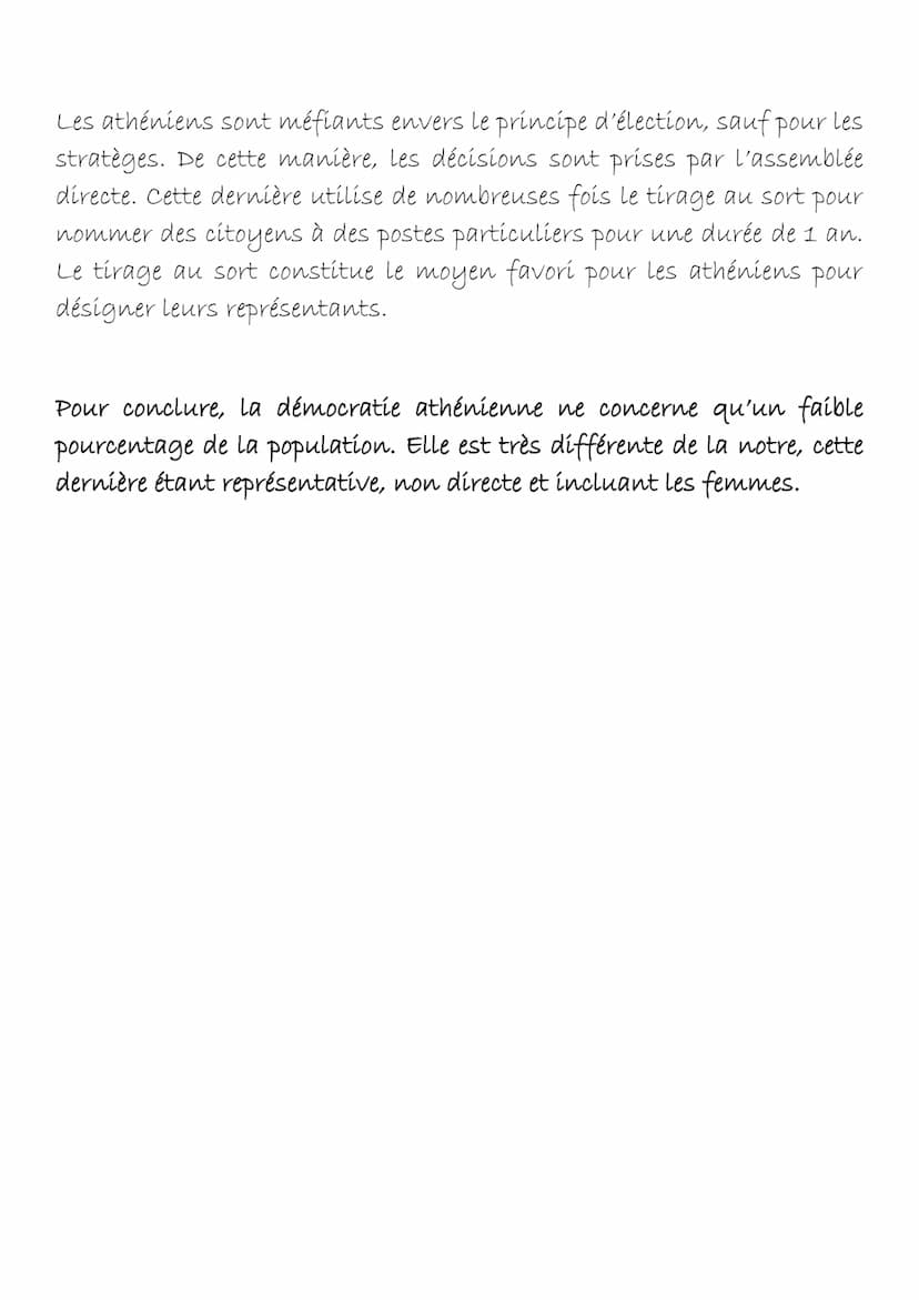 La démocratie athénienne
En principe, les décisions étaient prises par l'ensemble des 40000
citoyens sur la colline du Pnyx qui avait une ca