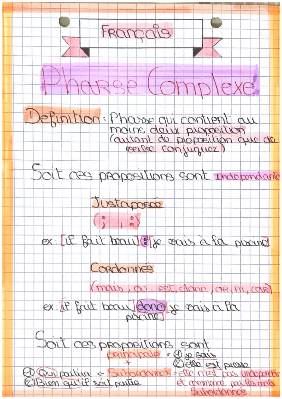 7
Pharse Complexe
Definition: Pharse qui contient au
moins deux proposition
Cautant de proposition que de
geile conjuguez
Soit ces propositi