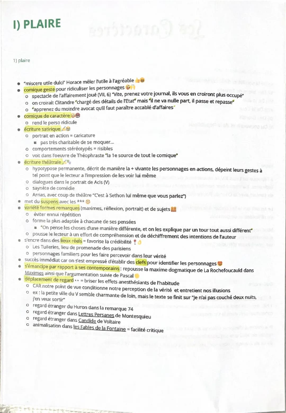 --- OCR Start ---
Les Caractères
XVII siècle des moralistes
V) De la société et de la conversation
VI) Des biens de fortune
VII) De la ville