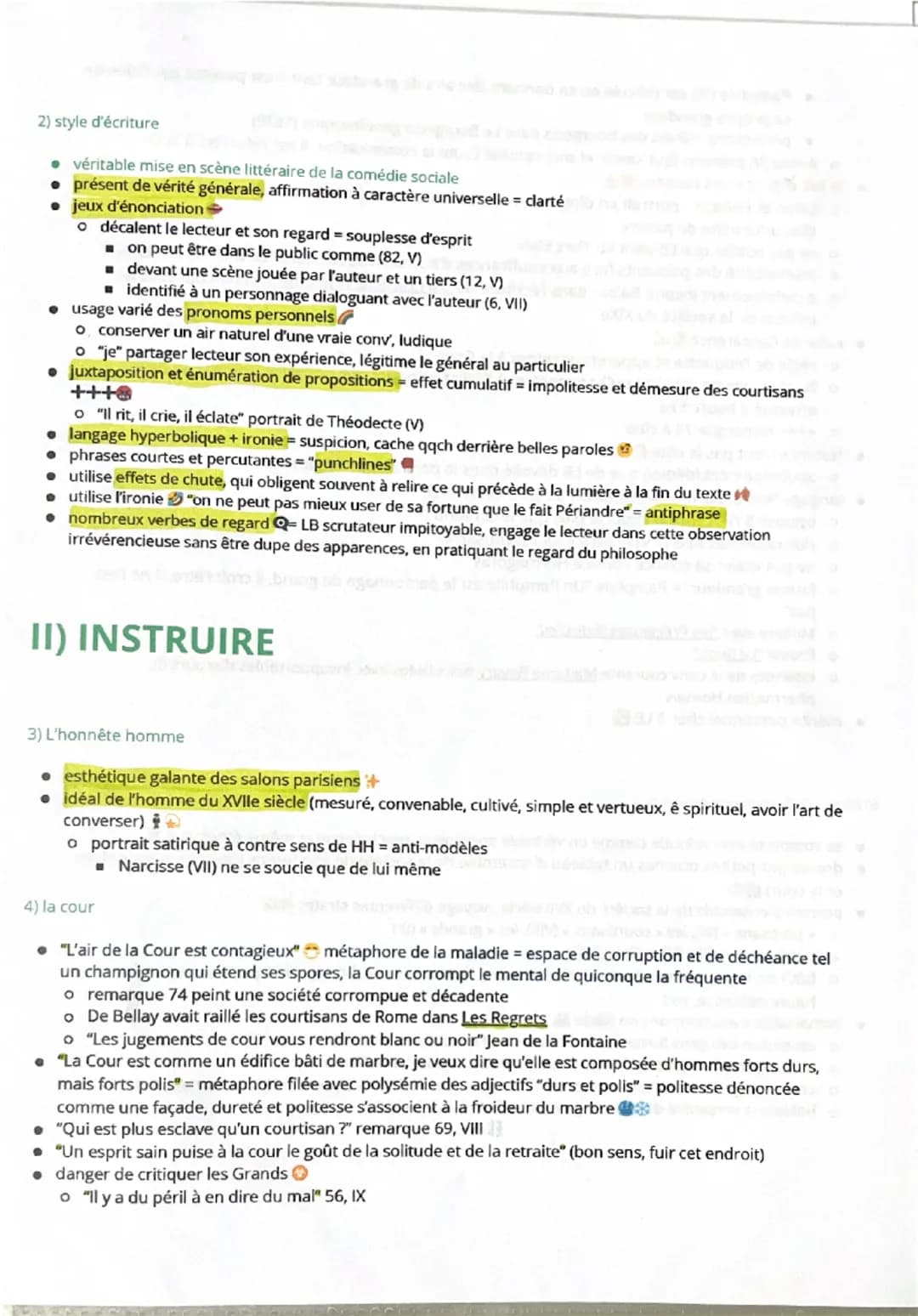 --- OCR Start ---
Les Caractères
XVII siècle des moralistes
V) De la société et de la conversation
VI) Des biens de fortune
VII) De la ville