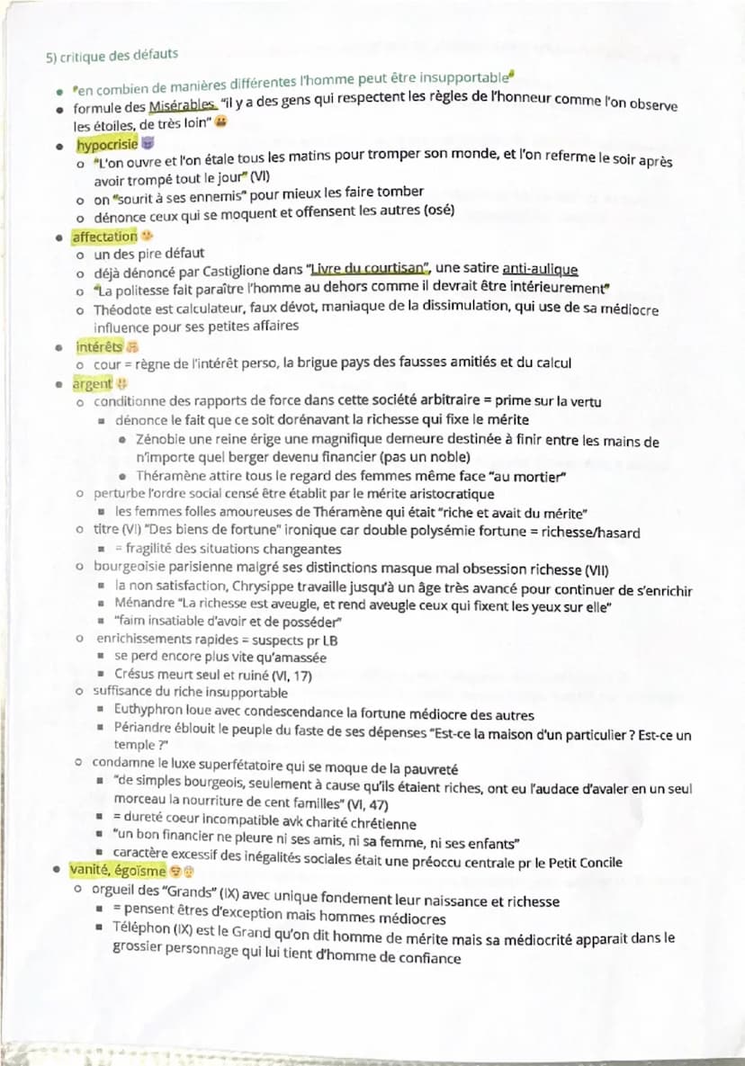 --- OCR Start ---
Les Caractères
XVII siècle des moralistes
V) De la société et de la conversation
VI) Des biens de fortune
VII) De la ville