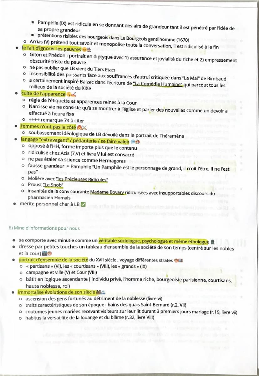--- OCR Start ---
Les Caractères
XVII siècle des moralistes
V) De la société et de la conversation
VI) Des biens de fortune
VII) De la ville