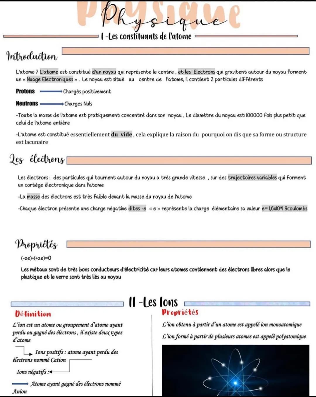 Introduction
L'atome? L'atome est constitué d'un noyau qui représente le centre, et les Electrons qui gravitent autour du noyau forment
un <