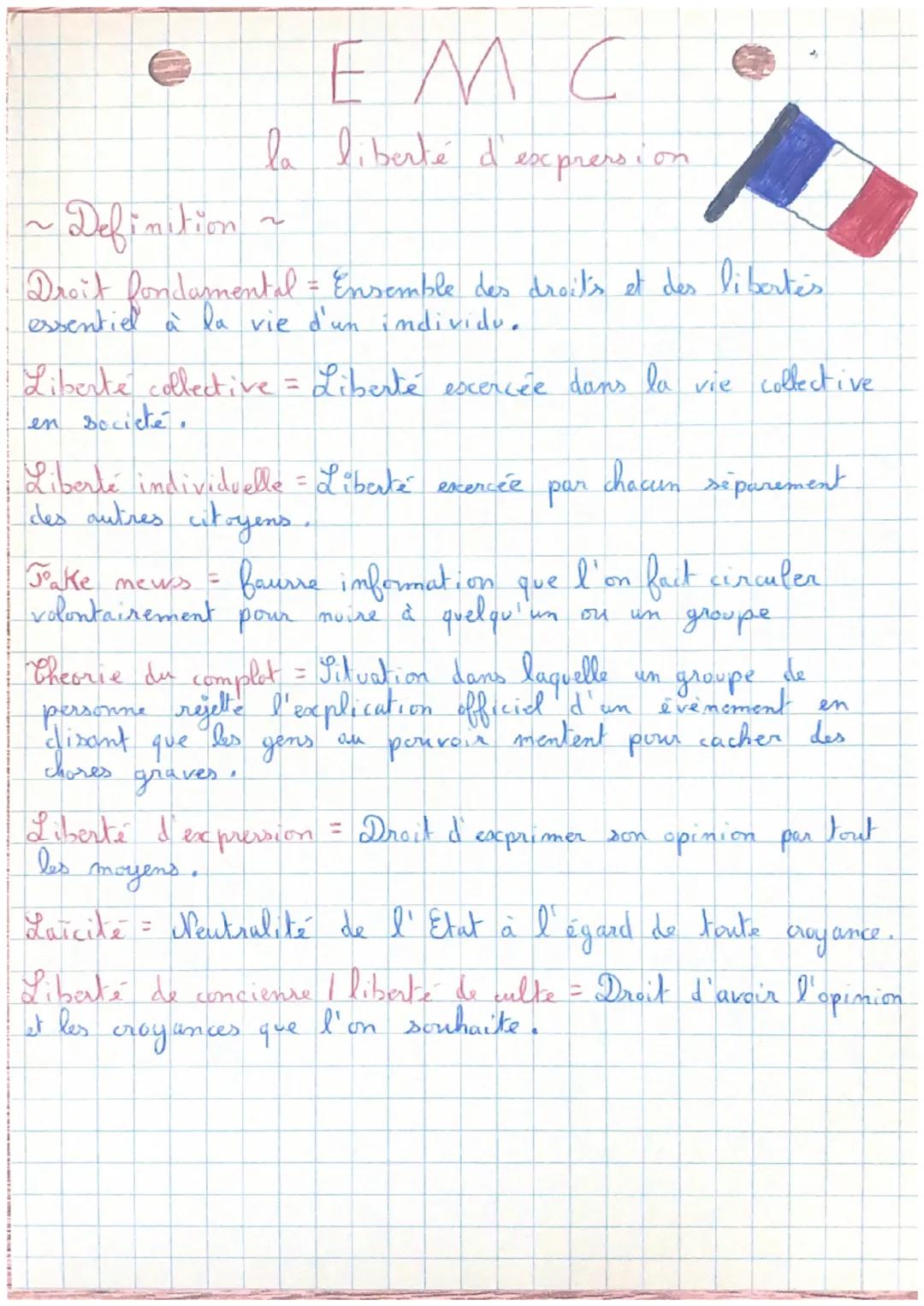 EM C

la liberté d'expression

~Definition ~

Droit fondamental = Ensemble des droit's et des libertes.
essentiel à la vie d'un individu.

L