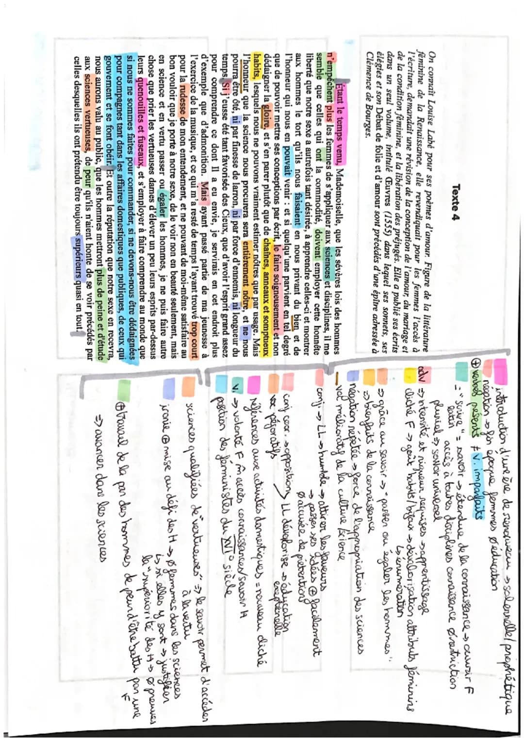 Texte 4
On connaît Louise Labé pour ses poèmes d'amour. Figure de la littérature
féminine de la Renaissance, elle revendiquait pour les femm