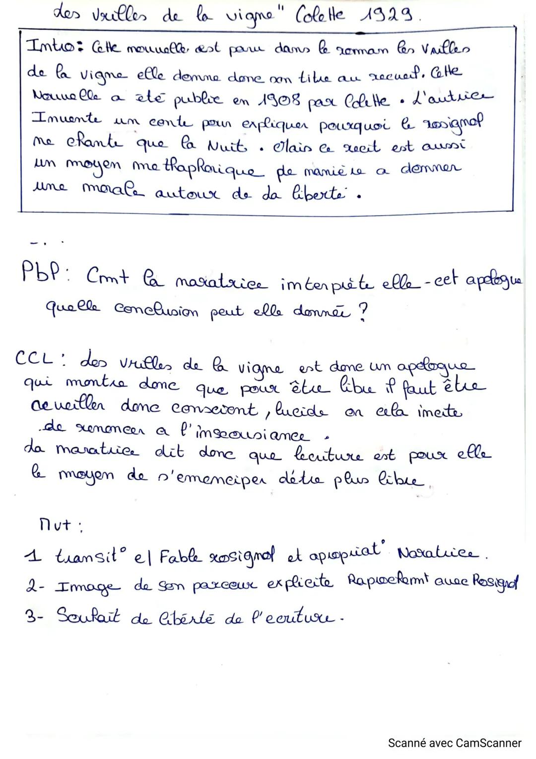 # des vrilles de la vigne" Colette 1929.

Intro: Cette mouvelle est pare dans le roman les Vrilles

de la vigne elle demne done non titre au