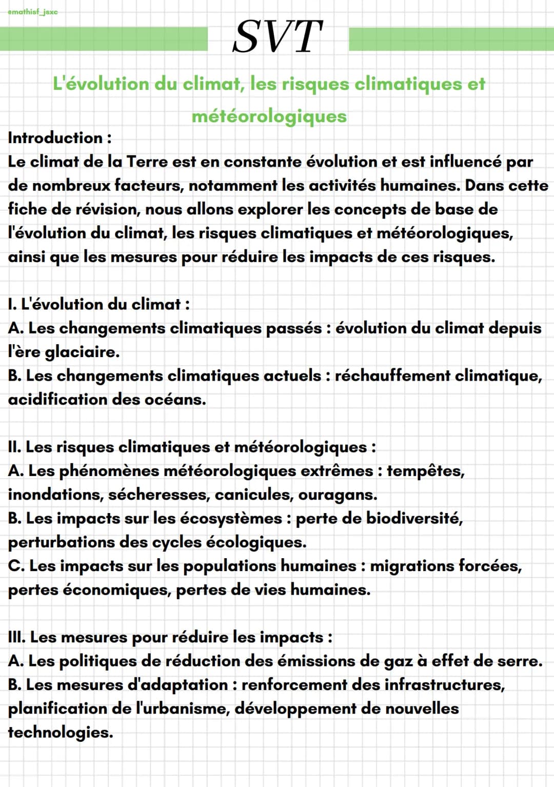 emathist_jsxc
SVT
L'évolution du climat, les risques climatiques et
météorologiques
Introduction :
Le climat de la Terre est en constante év
