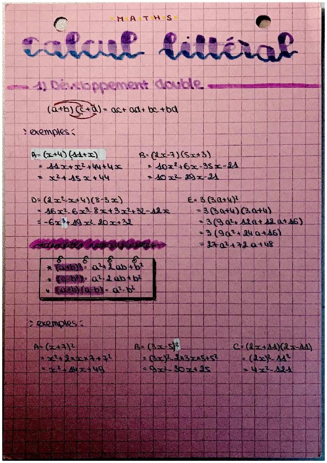 calcul littéral