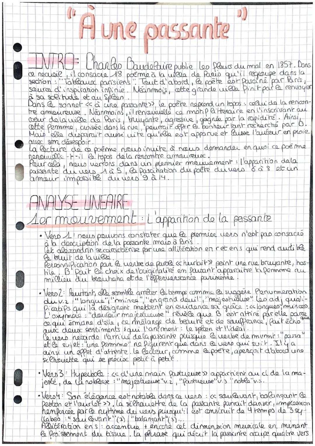 # "A une passante"

INTRO Chalo Bandaire les du mal on 15.
ce recueil, il consacre 18 poérme à la ville de Paris qu'il regroupe dans la
sect
