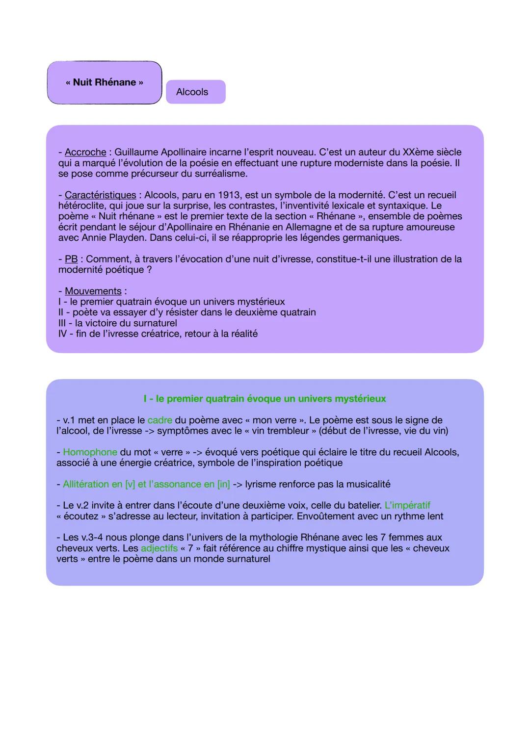 - << Nuit Rhénane >>>

Alcools

- Accroche: Guillaume Apollinaire incarne l'esprit nouveau. C'est un auteur du XXème siècle
qui a marqué l'é