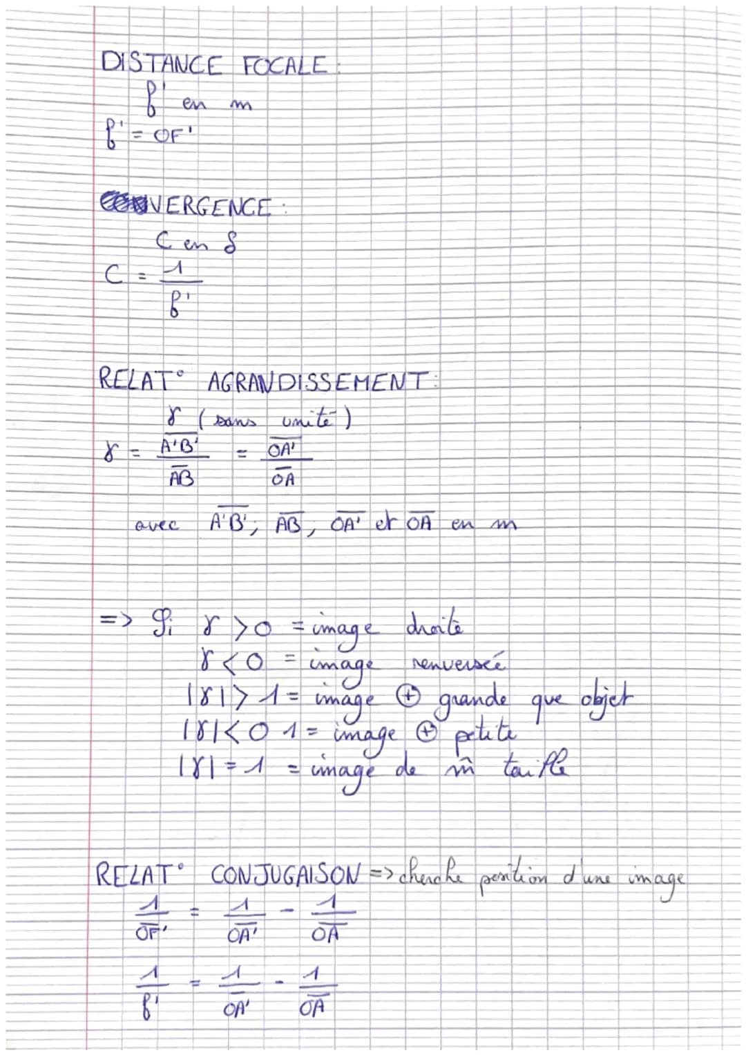tracé des rayons
objet
OPTIQUE
échette:
B
A
10m
AB = objet
A'B' =
E objet
1 cm
image
4 retine
lente lle convergente
^
cm
(L)^
Tox
lentille c