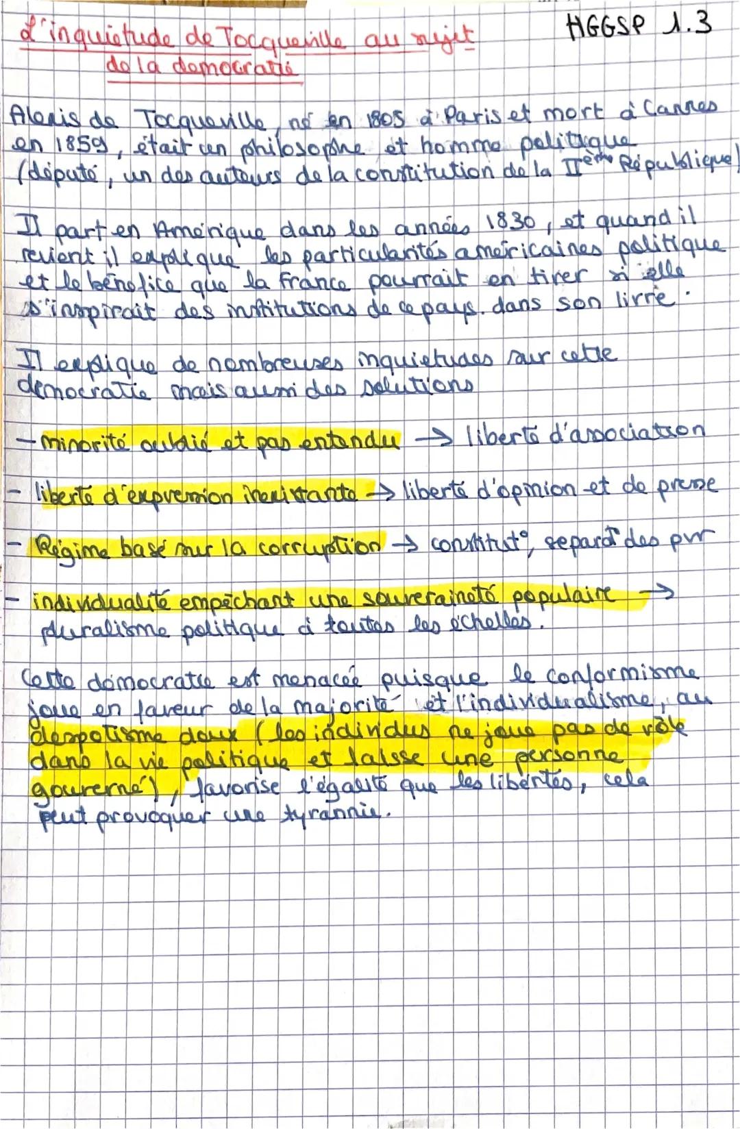 Les dangers de la démocratie selon Tocqueville : Résumé et Analyse