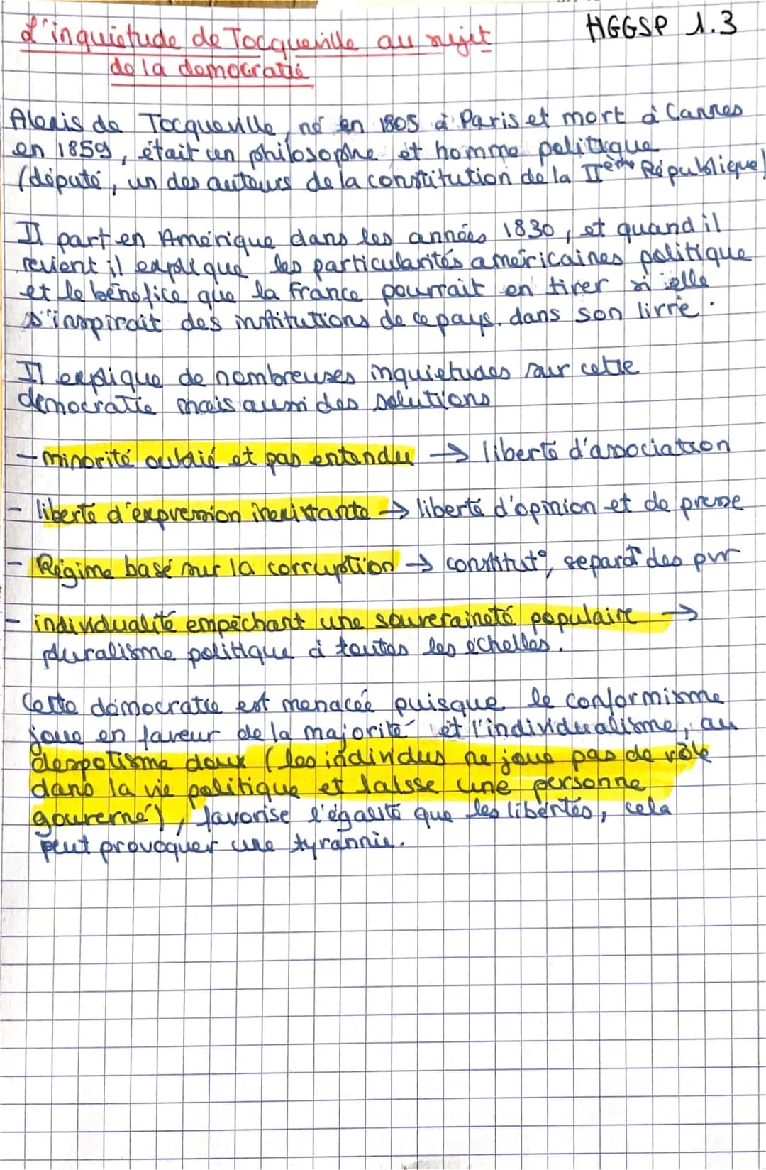 of inquietude de Tocquerille all nijet
de la democrati
Alexis de Tocqueville no en 1805 à Paris et mort à Cannes
on 1859, était un philosoph