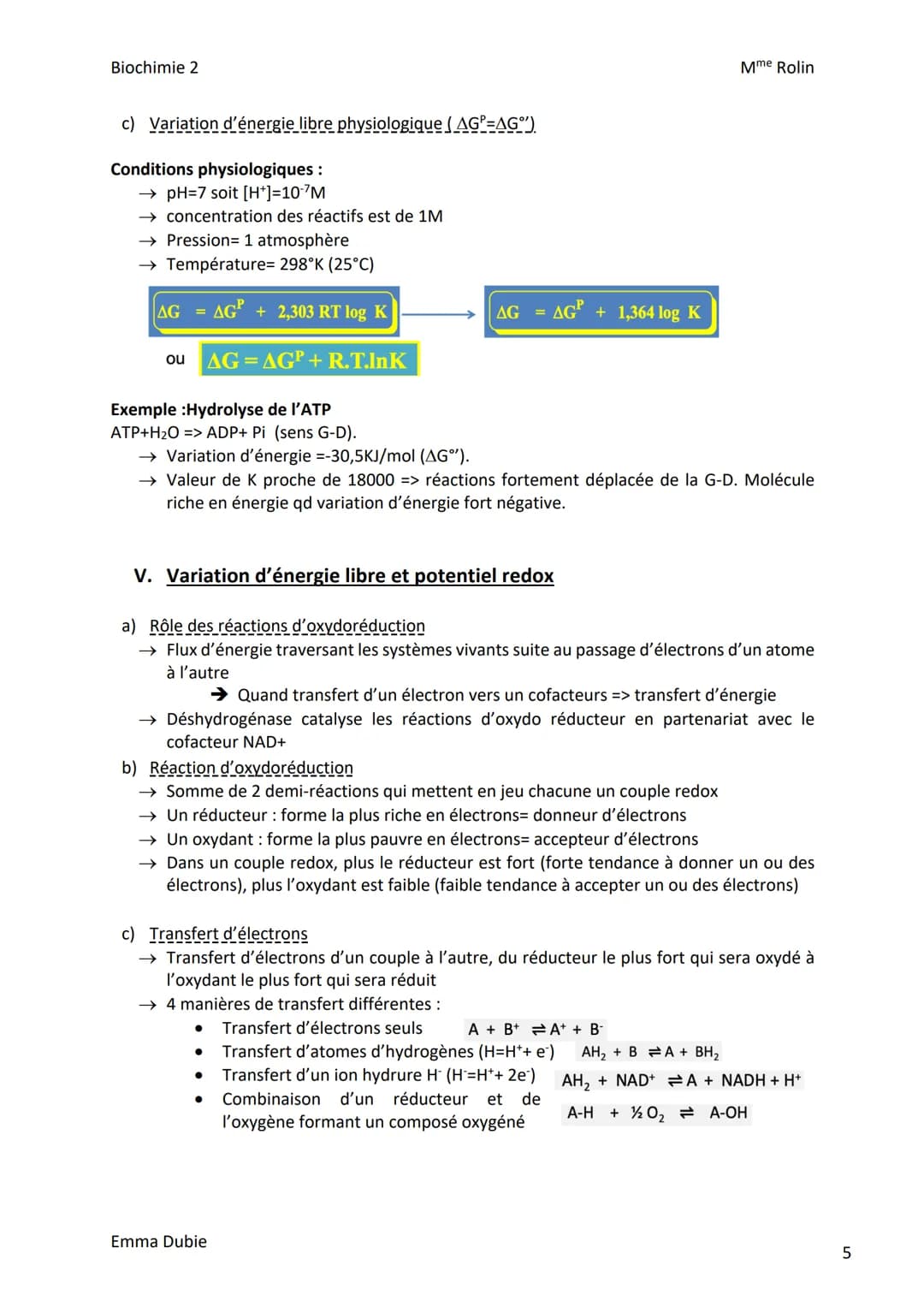Biochimie 2
I. Introduction
CHAPITRE 1: BIOENERGETIQUE
a) Rôle du transporteur d'ADP/ATP
→ Contrôle de l'import d'ADP dans la mitochondrie e