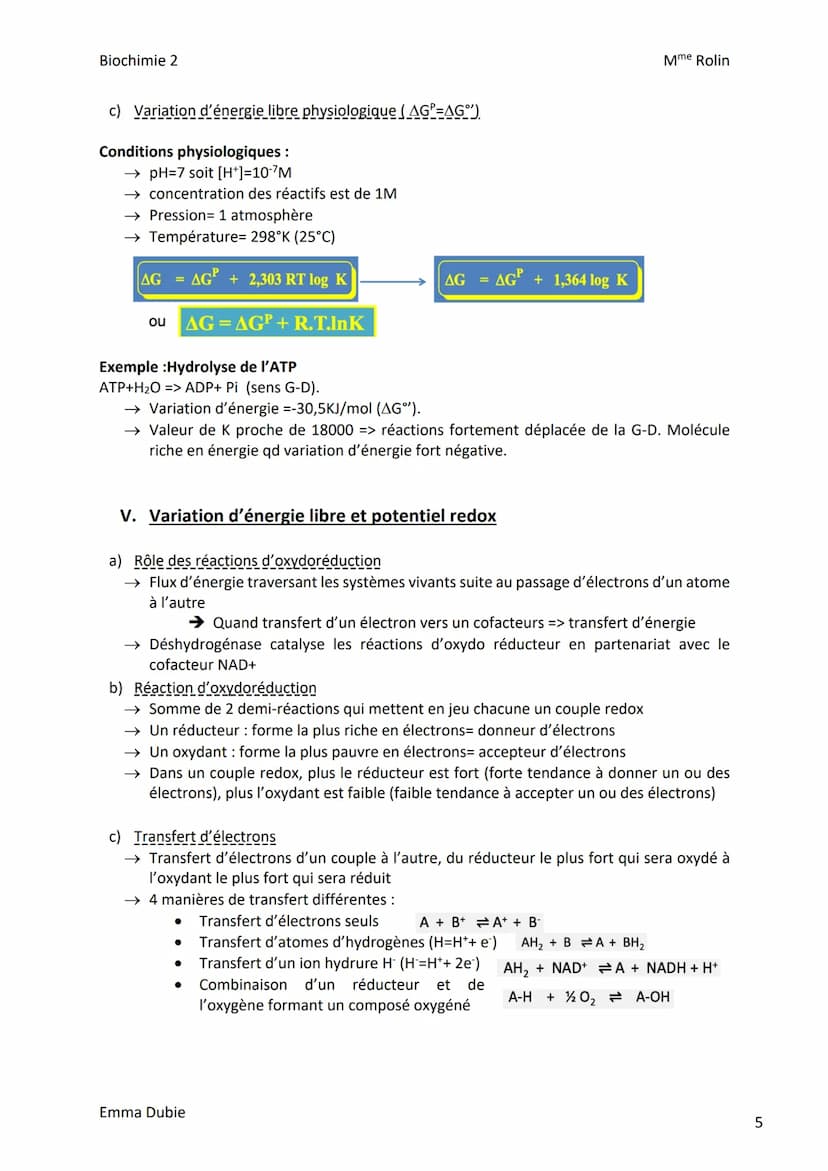 Biochimie 2
I. Introduction
CHAPITRE 1: BIOENERGETIQUE
a) Rôle du transporteur d'ADP/ATP
→ Contrôle de l'import d'ADP dans la mitochondrie e