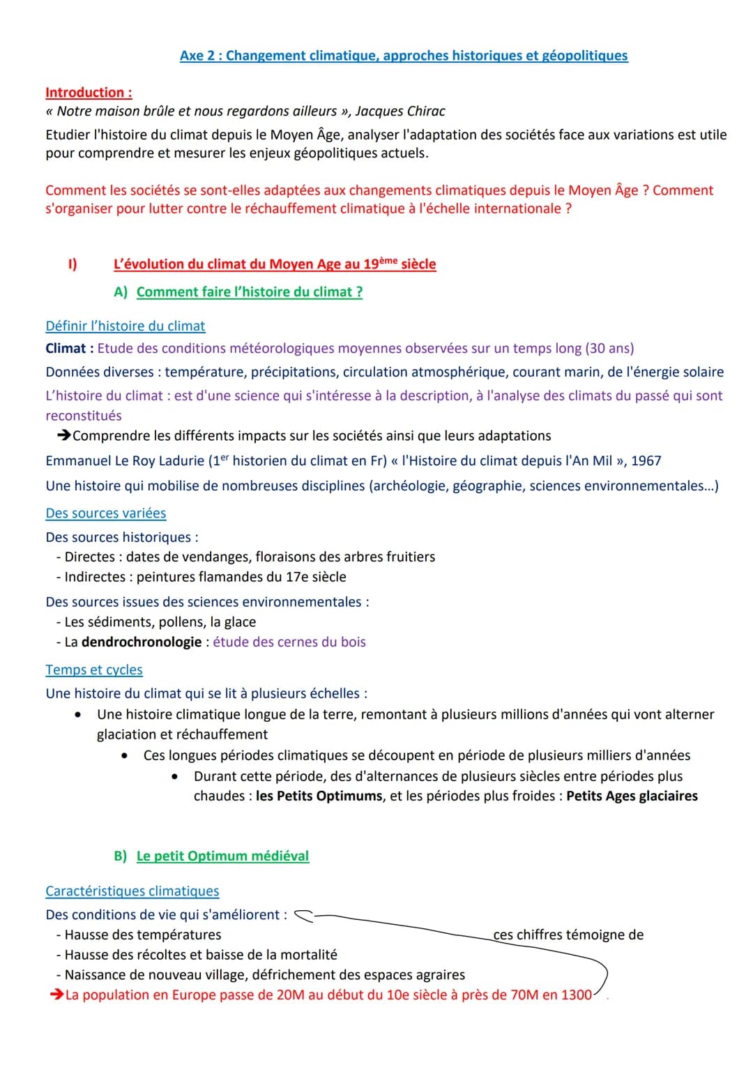 Introduction :
<< Notre maison brûle et nous regardons ailleurs »>, Jacques Chirac
Etudier l'histoire du climat depuis le Moyen Âge, analyse