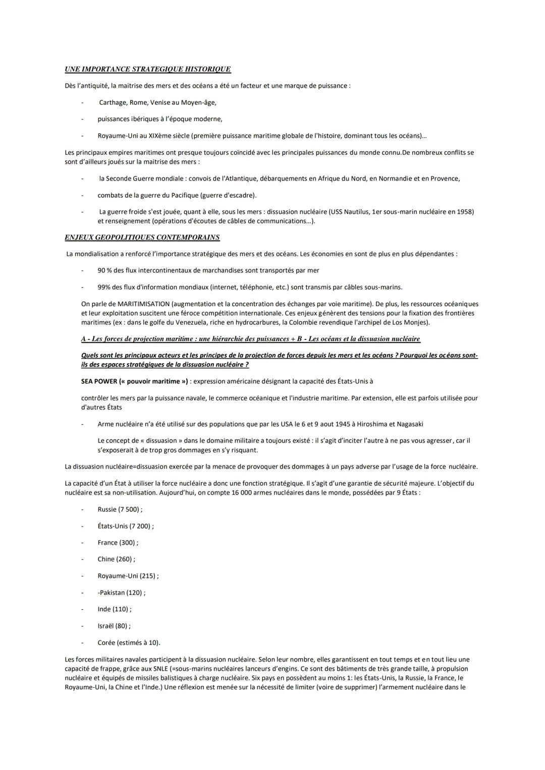 HGGSP THEME 2: DE NOUVEAUX ESPACES DE CONQUETE
INTRODUCTION : Océans et espace - Quelles spécificités?
QUESTION 1 - Les océans, une maîtrise