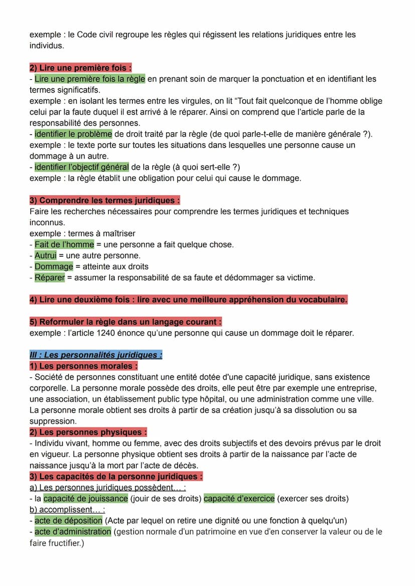 Synthèse cours d'introduction au droit :
1: Qu'est-ce que le droit et que permet-il ?
1) Principes du droit :
- Le droit peut sanctionner da
